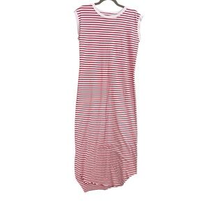 Frank & Eileen Red and White Sleeveless Nautical Striped Maxi Dress Size Small